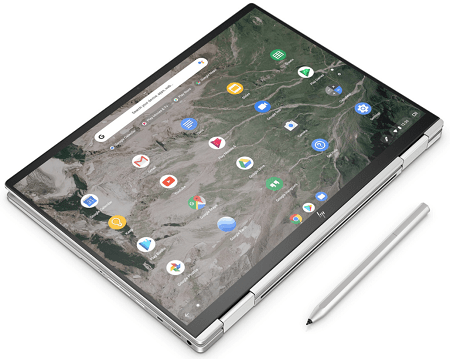 HP Chromebook x360 13c　タブレットモード、別売りのアクティブペン