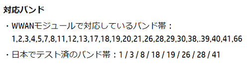 Intel XMM7360 LTE - Advanced対応バンド