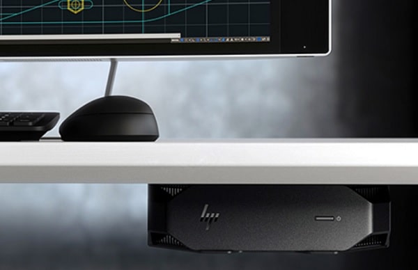 HP Z2 Mini G5 WorkStationを机の下に設置