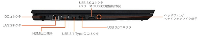 NEC Direct N15の左側インターフェイス