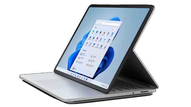Surface Laptop Studio ディスプレイをキーボード状に置いた状態