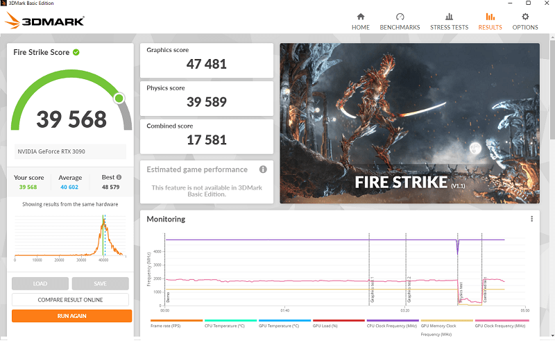 OMEN 45L Fire Strike計測結果