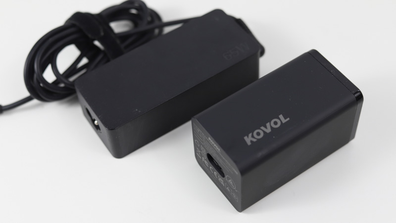 KOVOL 120W充電器とACアダプタの比較