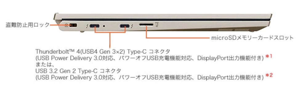 LAVIE NEXTREME Carbon 2023年モデル 左側面インターフェイス