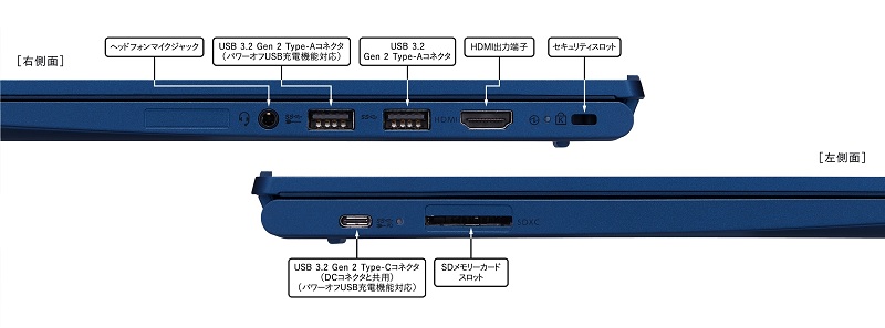 NEC Lavie N13 2023年モデル インターフェイス