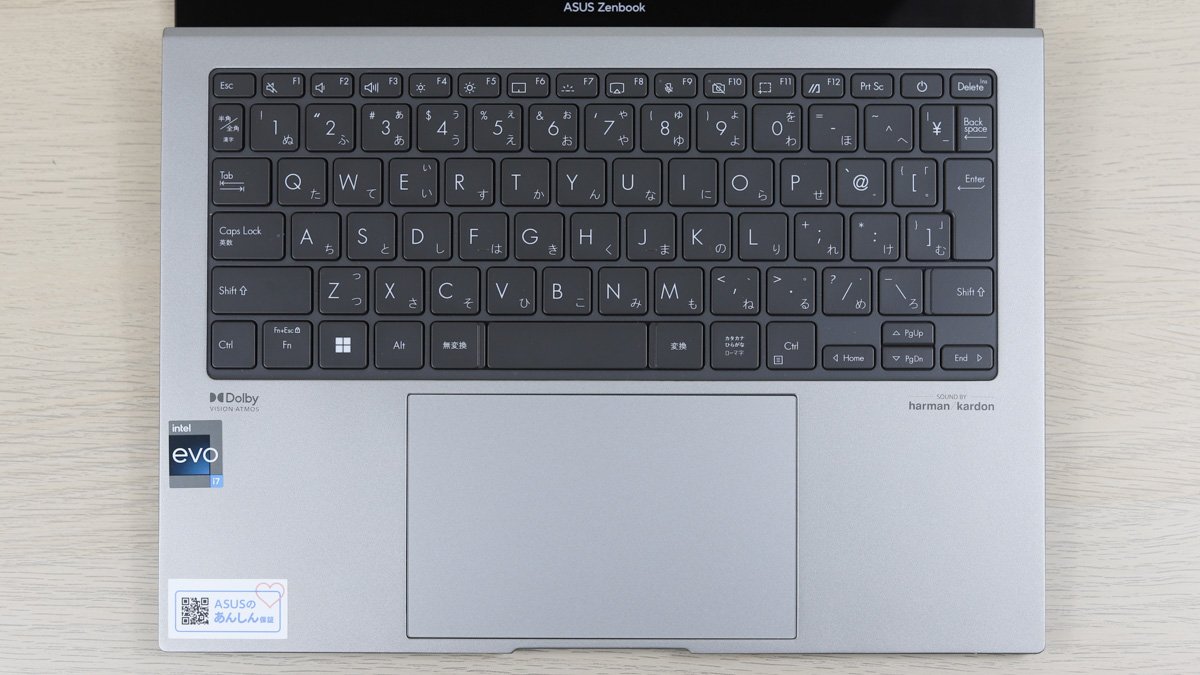 ASUS Zenbook S 13 OLEDのキーボード