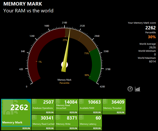 ASUS Vivobook Go 15 OLED Memory Mark計測結果