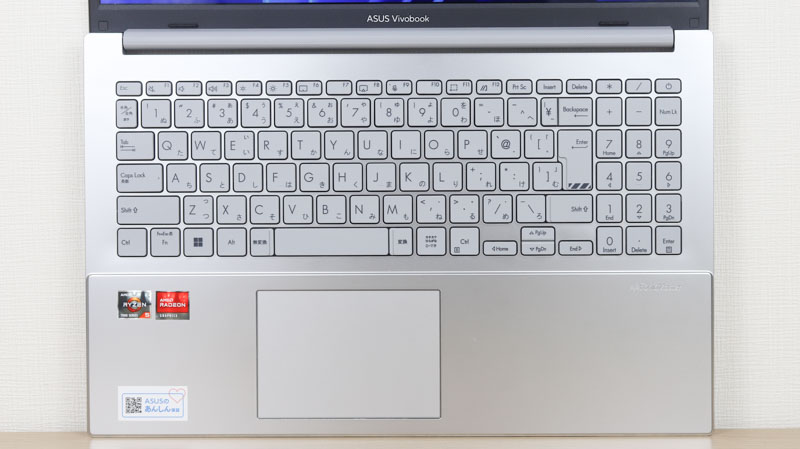 ASUS Vivobook Go 15 OLEDのキーボード
